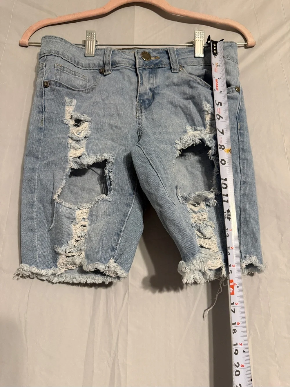 V.I.P. Jeans Size 5 Distressed Ripped Denim Bermuda Shorts Y2K Raw Hem